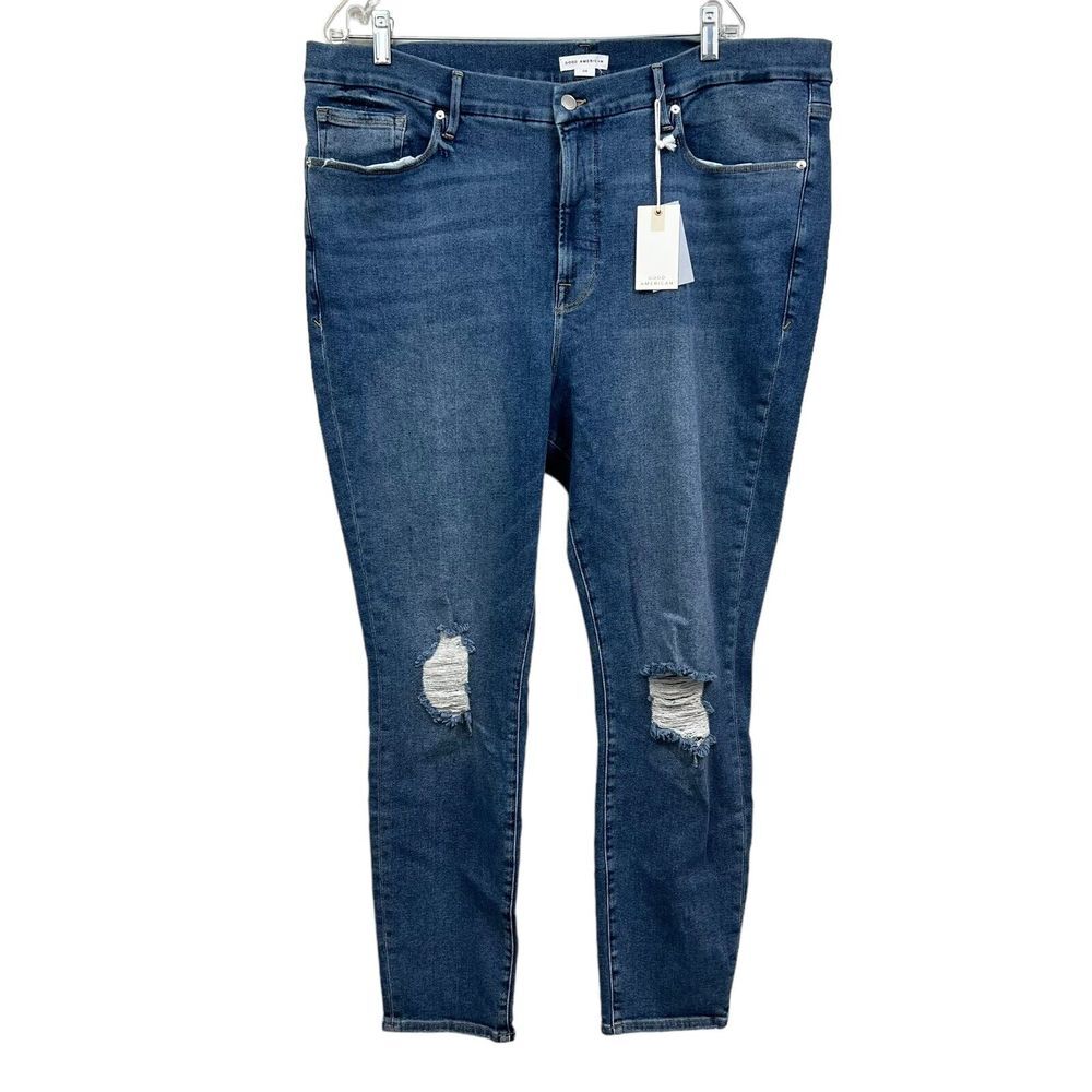 Good American Women Jeans Good Legs Stretch Distressed Hi Rise Blue Sz Plus 24*